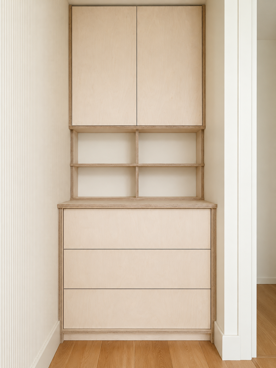 Tom and Yara made-to-fit plywood cabinet project