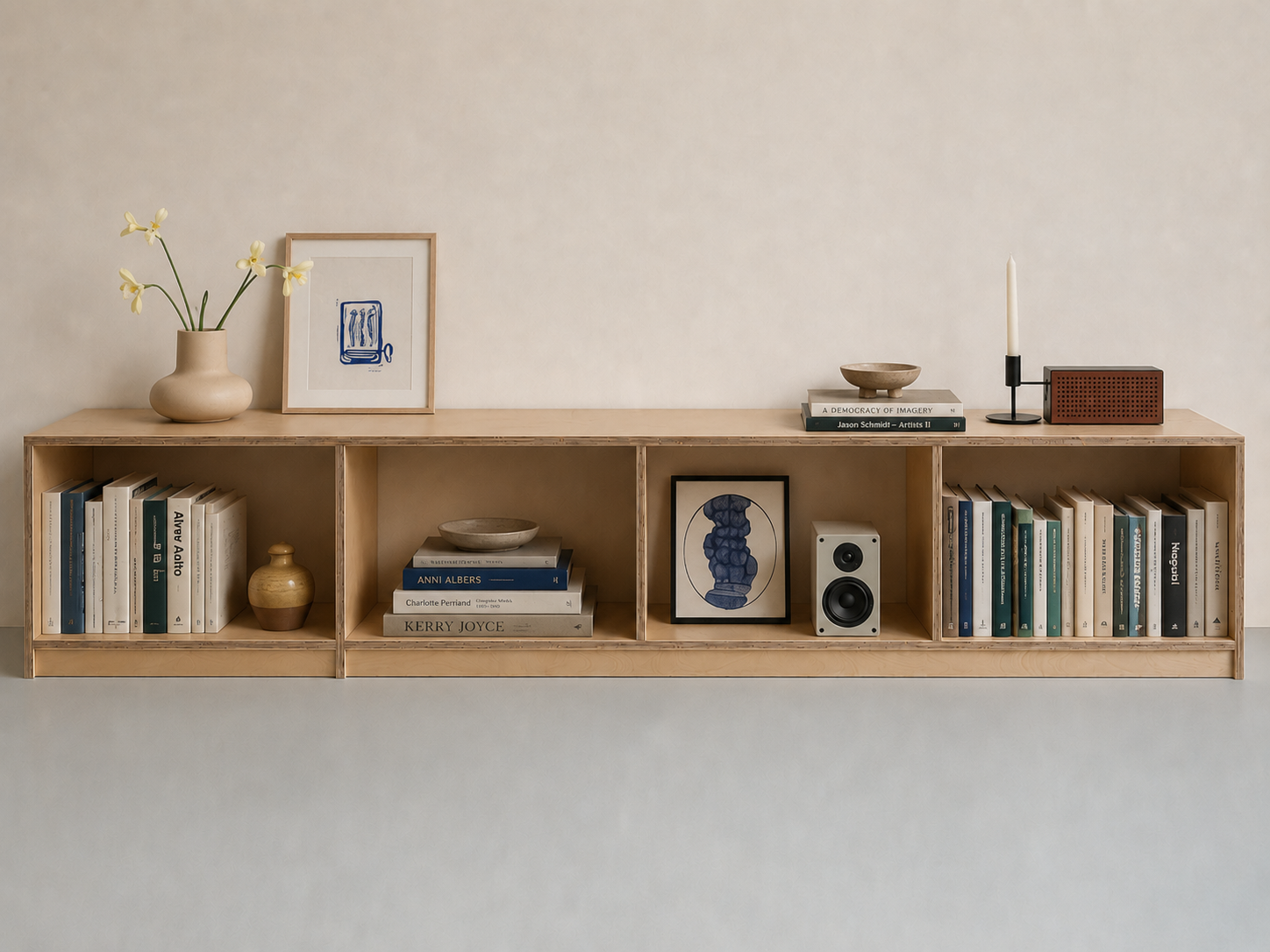 

Open plywood cabinet without backplate
